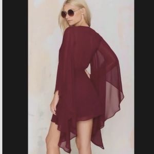 Extreme flare sleeve chiffon mini dress